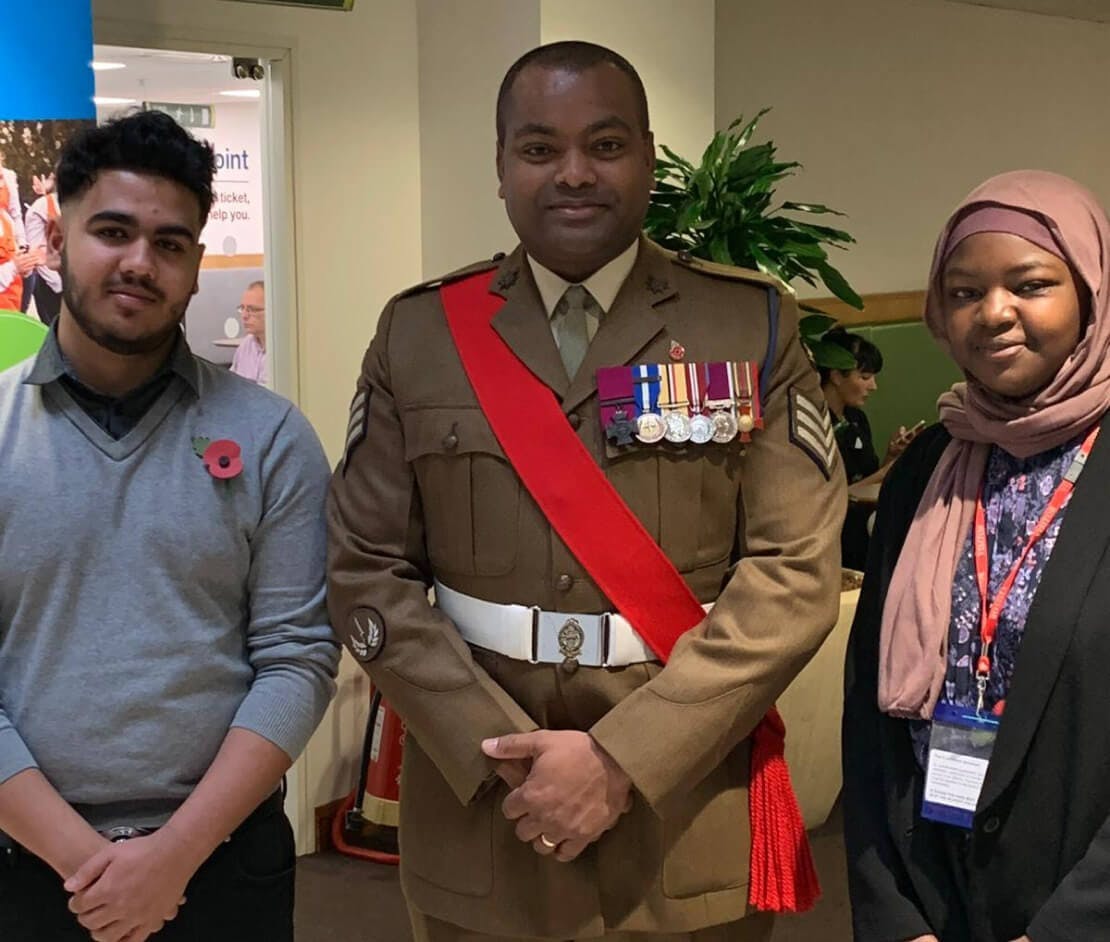 Johnson Beharry with two colleagues 